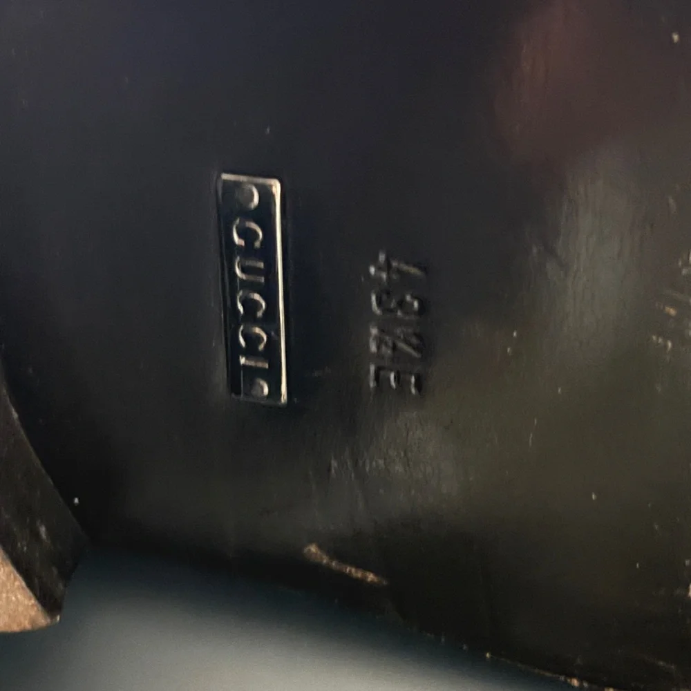 Gucci Black Leather Slip-On Loafers with Silver Horsebit